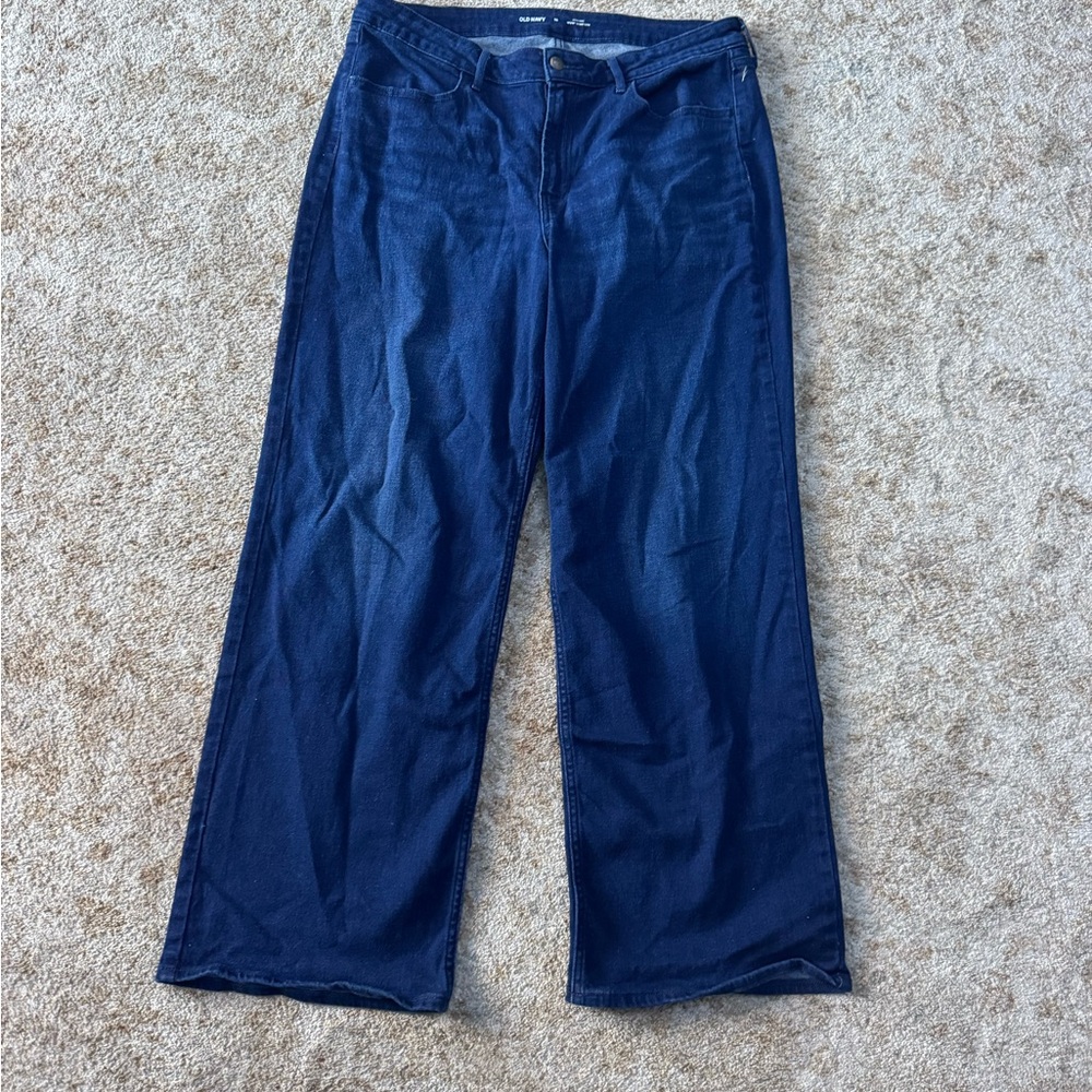 Dark Blue Wide-Leg Jeans